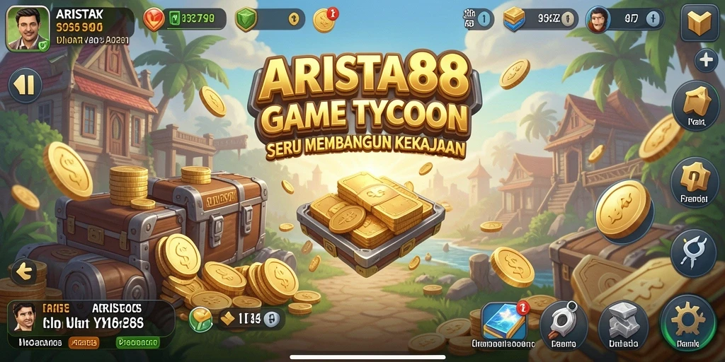 Tampilan gameplay ARISTA88 yang menampilkan manajemen bisnis Tycoon.