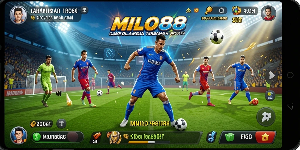 Screenshot utama MILO88 dengan tampilan gameplay olahraga yang menarik.